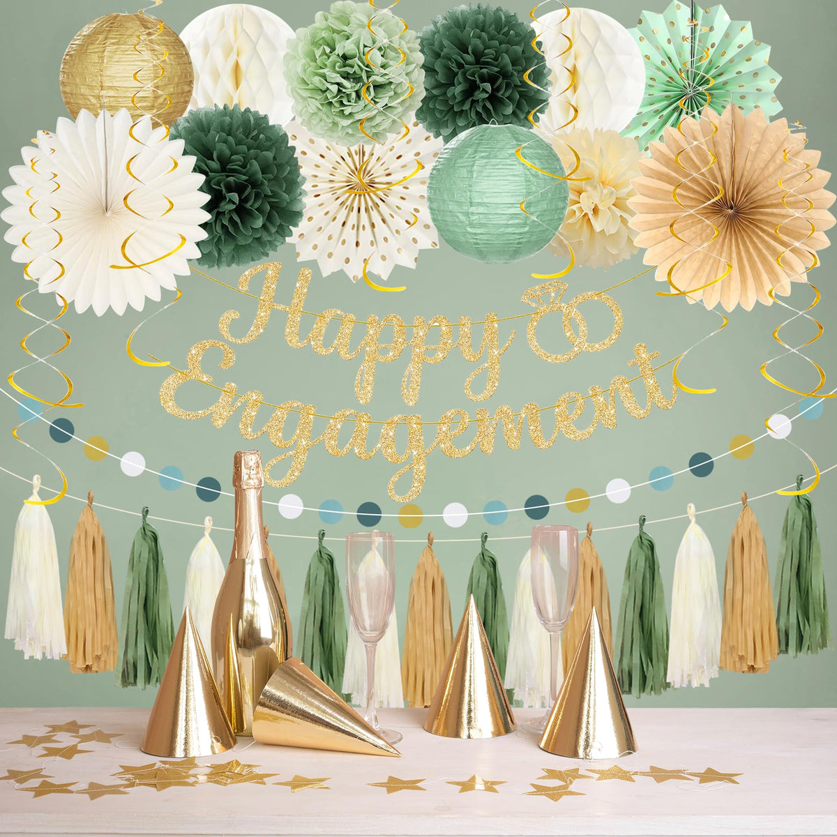Roetyce tassel banner in sage green adds a stylish focal point.