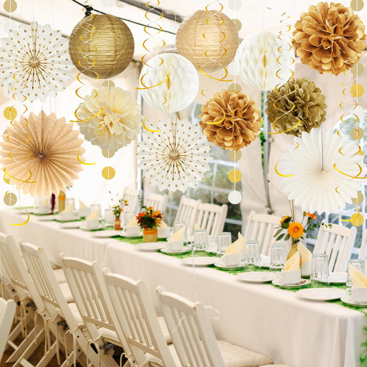 Roetyce tasseled banner assembles into a striking anniversary backdrop.
