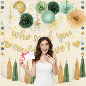 Roetyce tasselled banner decorates entryways with shimmering green-gold detail