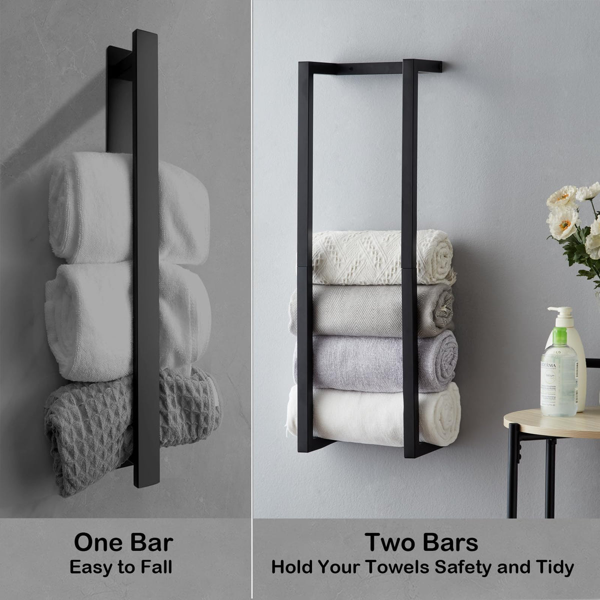 Roeveca metal bathroom organizer adds durable, rust-resistant storage in black.