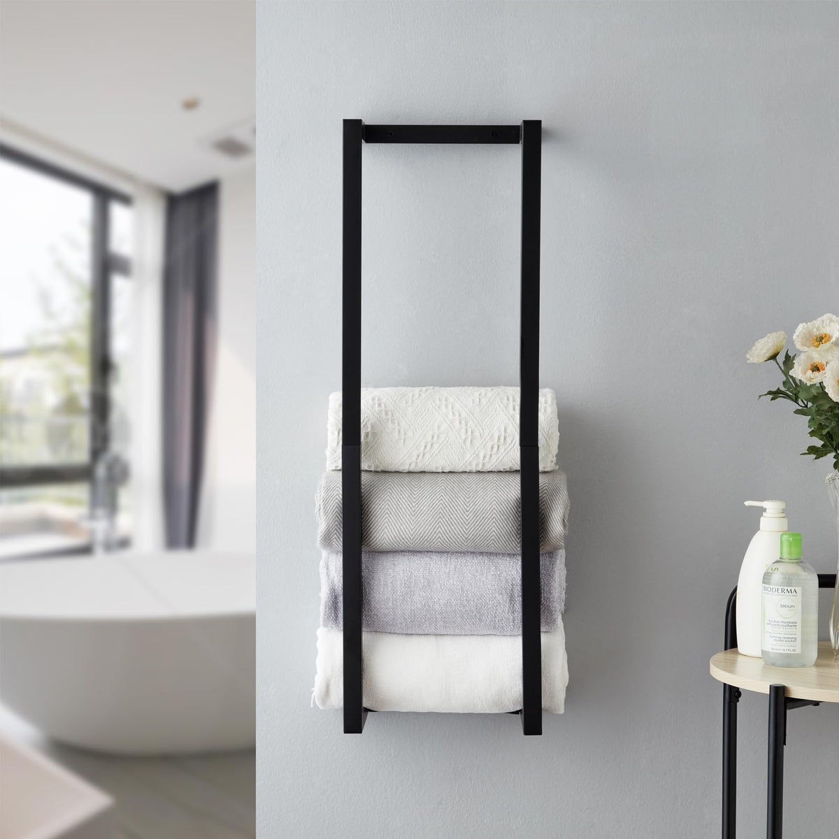 Roeveca small-space bath storage rack frees counter clutter and enhances style.