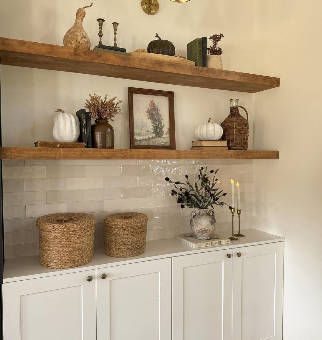 ROGMARS 36-inch walnut floating shelf with hidden brackets for durable wall storage