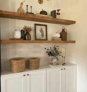 ROGMARS 36-inch walnut floating shelf with hidden brackets for durable wall storage