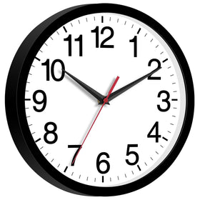 Rohioue 14-inch black wall clock side profile highlighting slim silhouette