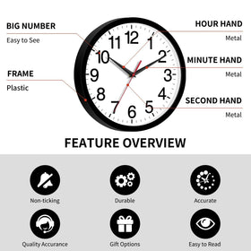 Rohioue wall clock in office for quiet timekeeping