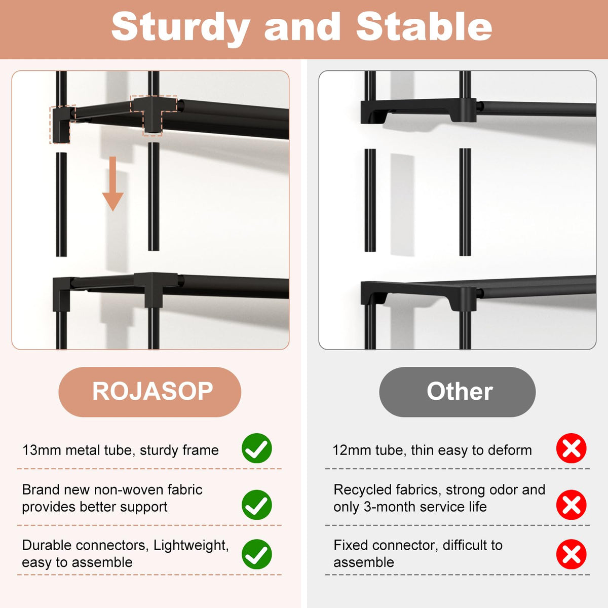 ROJASOP adjustable layer distance adapts to different shoe sizes.