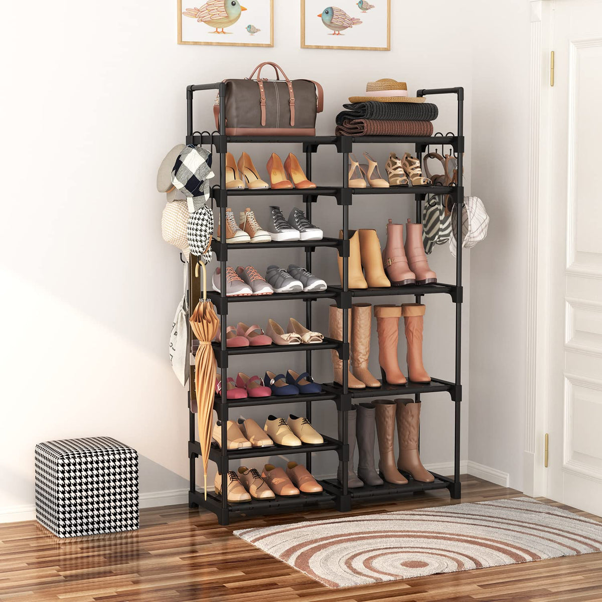 ROJASOP 8-tier side view shows slim footprint for tight spaces