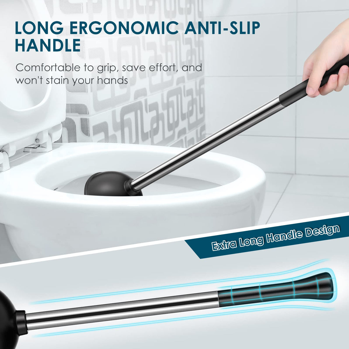 Roleader HAMITOR long stainless handle with durable bristles stays clean
