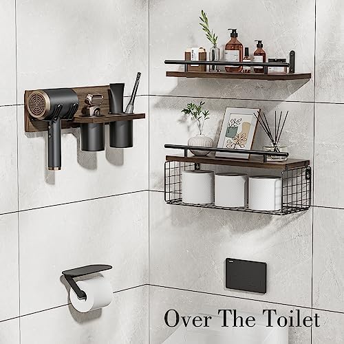 RoleDes carbonized pine wood shelves offer rustic charm and durable daily use.
