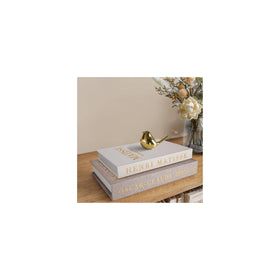 RolenBox large gray linen decorative books on a coffee table with hidden storage.