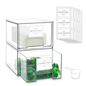 Rolheit 2-pack laundry drawer set shows a clear, stackable design for compact storage.