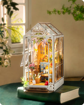Rolife garden house book-nook kit for charming shelf display