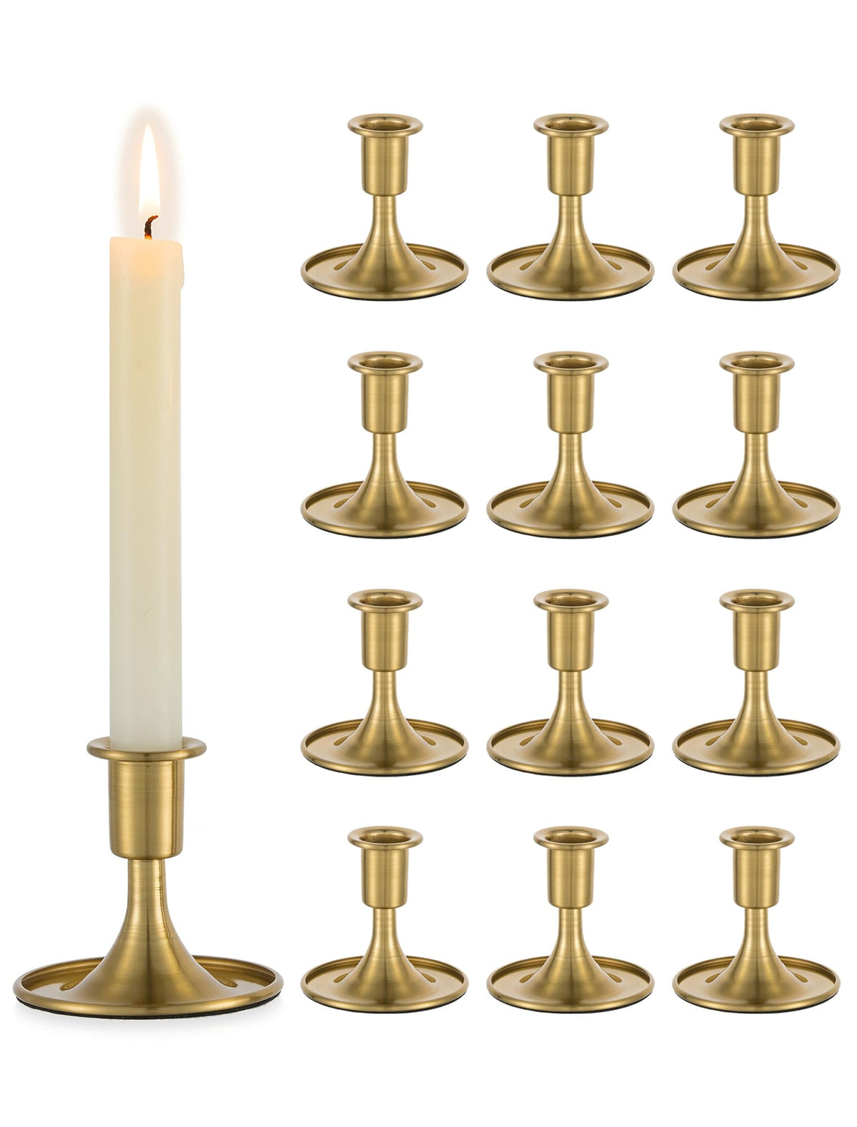 Romadedi gold candlestick glow enhances warm table ambiance.