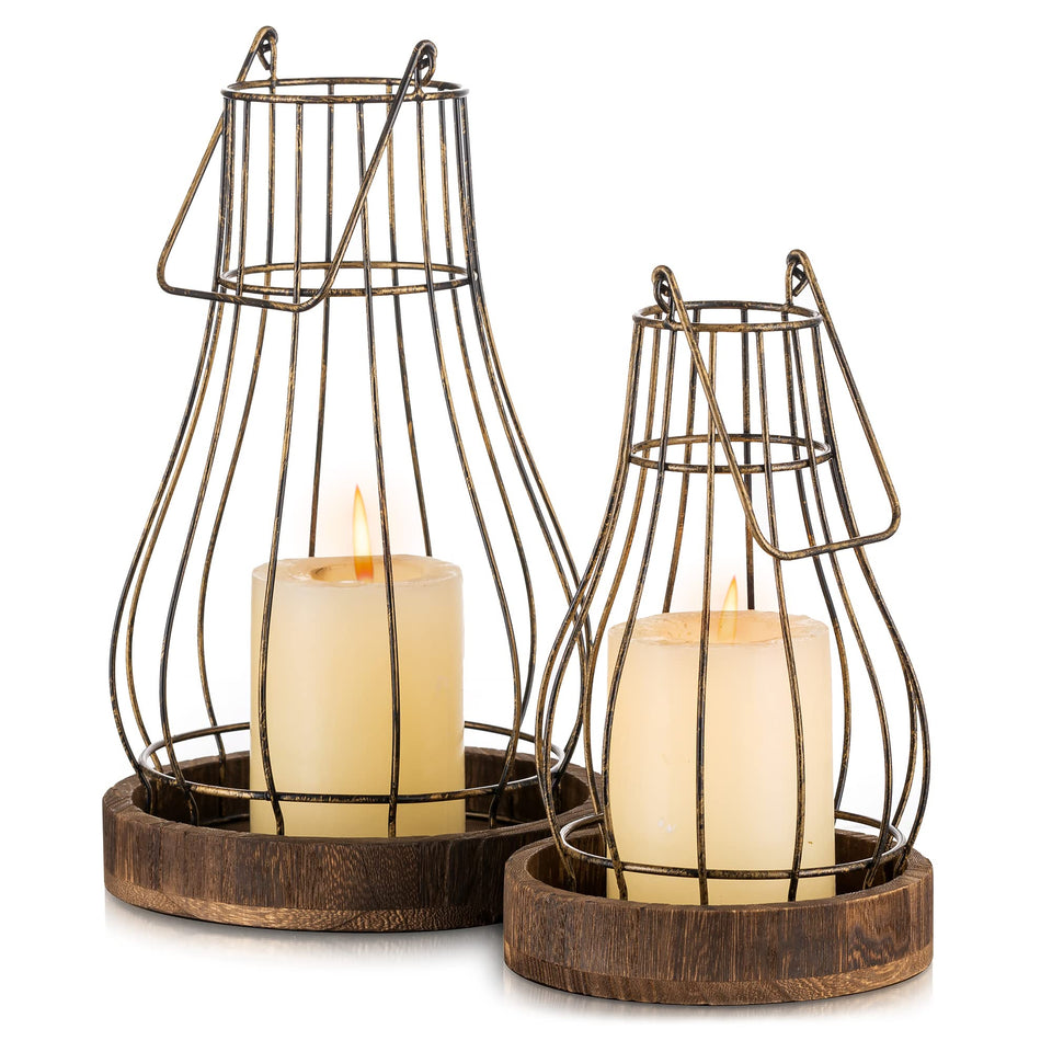 Romadedi lanterns with rustic farmhouse style for warm candlelight.