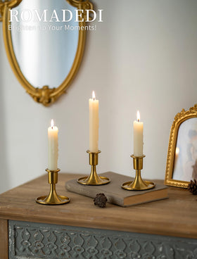 Romadedi mantel-display-brass provides refined living room accents.