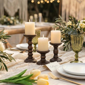Romadedi pillar candle holders at 6-inch height add a balanced room focal point.