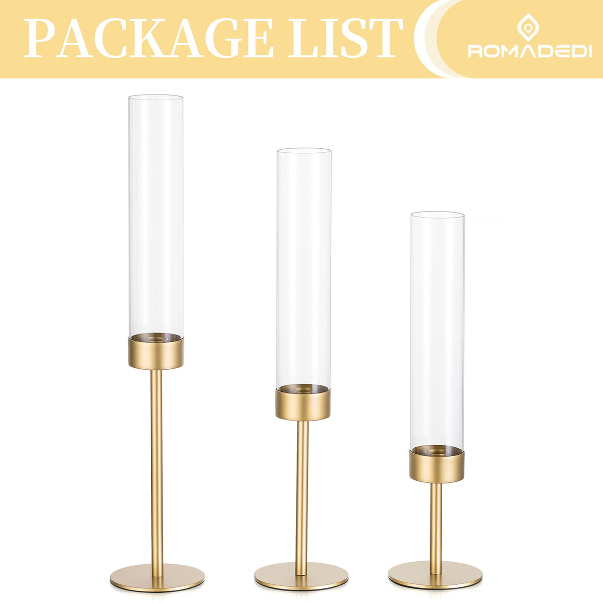 Romadedi table decor candlestick holders gold, pairs with taper or flameless candles