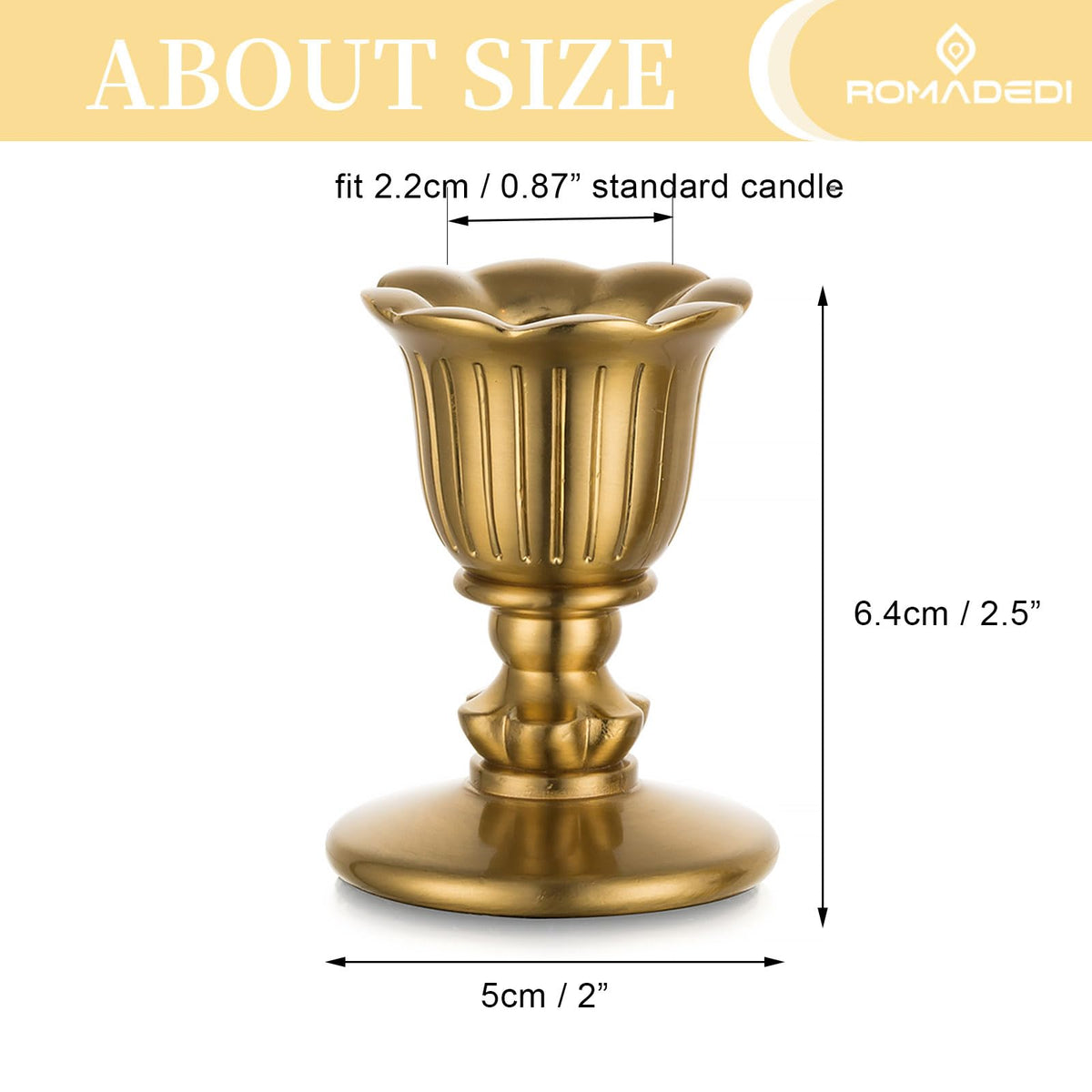 Romadedi taper candlestick holders on a mantel showing brushed finish
