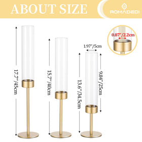 Romadedi taper candle hole 0.87 in fits standard and flameless candles.