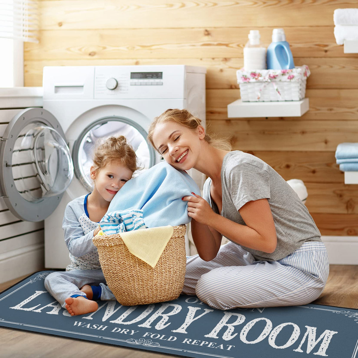 ROMAMIGO blue 20x47 rug enhances color and comfort in utility spaces
