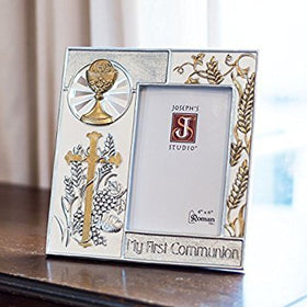 Roman 8x8 frame setup for treasured religious milestones.
