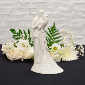 Roman Love Is Patient inscription topper adds timeless sentiment to your celebration