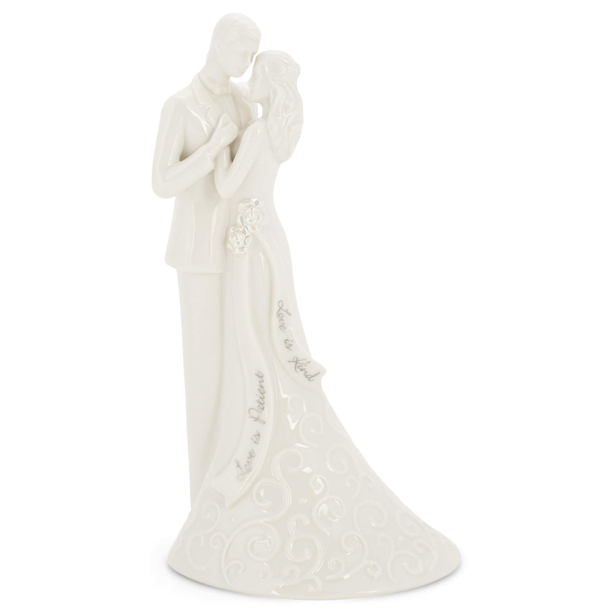 Roman wedding topper with porcelain finish featuring the bride and groom for elegant cake decor