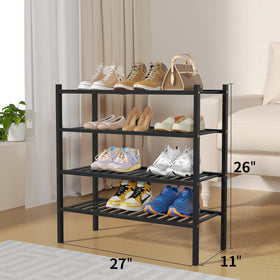 ROMGUAR CRAFT bamboo shoe rack entryway setup keeps footwear organized and accessible