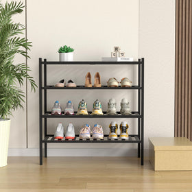 ROMGUAR CRAFT bamboo shoe rack stackable design demonstrates customizable height for small spaces