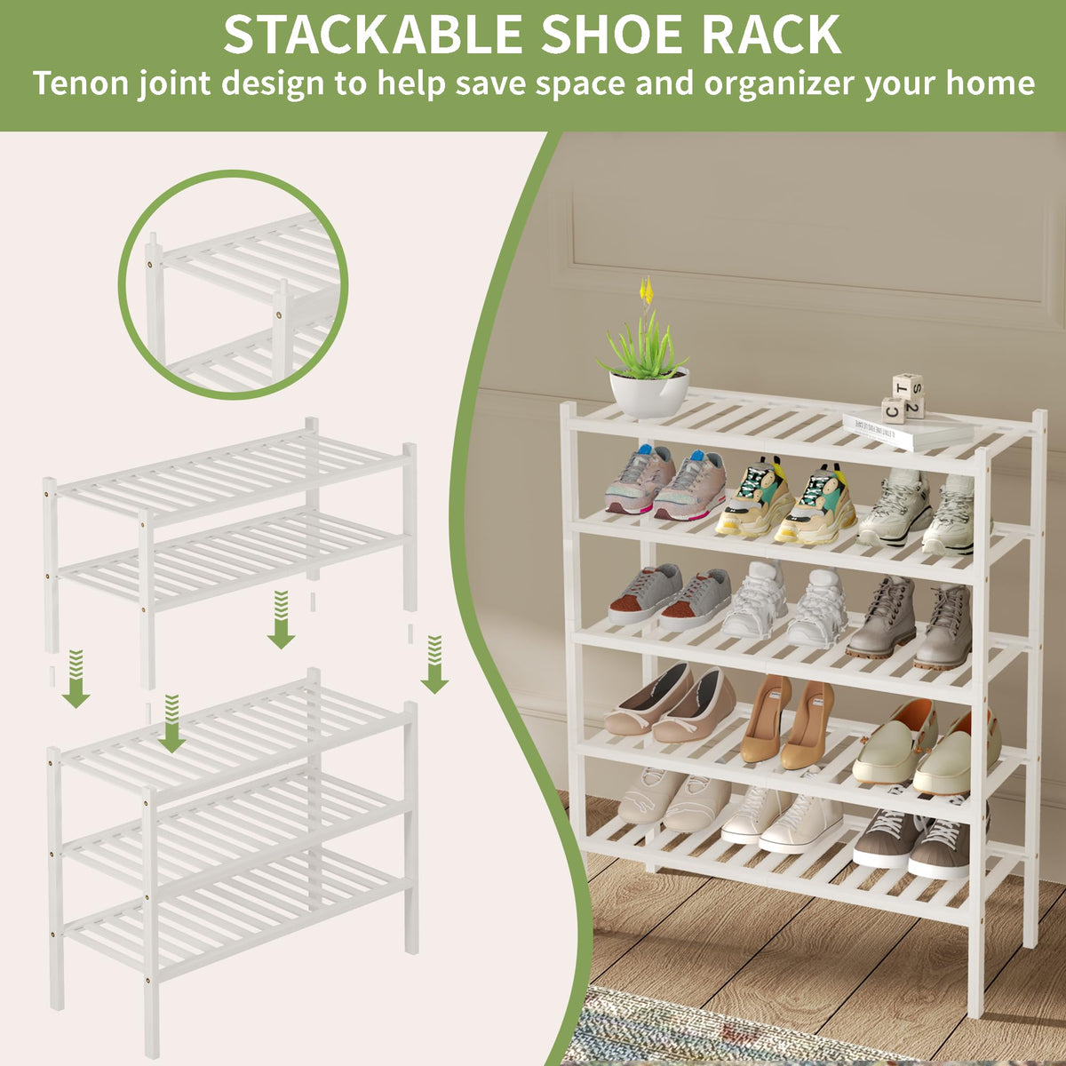 ROMGUAR CRAFT bamboo storage rack versatile for bath or office spaces