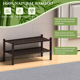 ROMGUAR CRAFT entryway bamboo shoe rack in use with shoes and decor