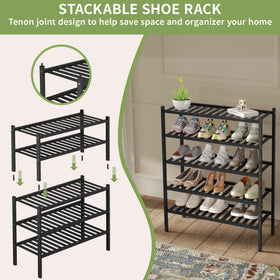 Romguar Craft entryway shoe rack in bamboo provides eco-friendly durability