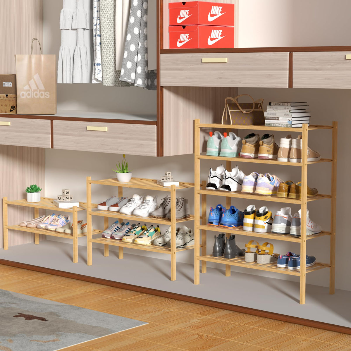 ROMGUAR CRAFT entryway shoe rack in use, organizes footwear and floors tidy