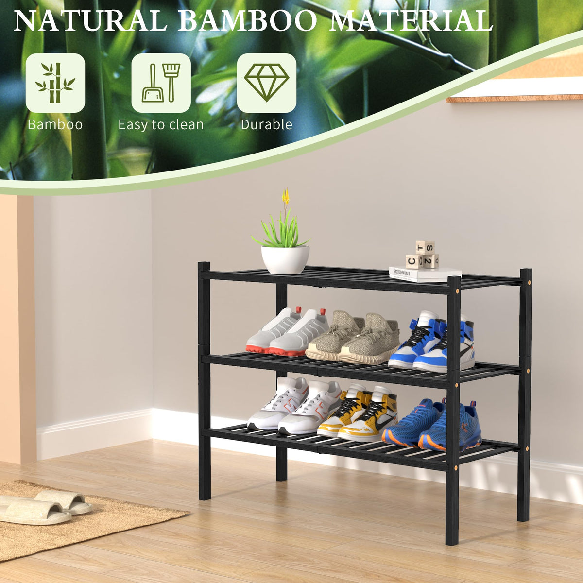 Romguar Craft free-standing shoe rack stays stable on any floor