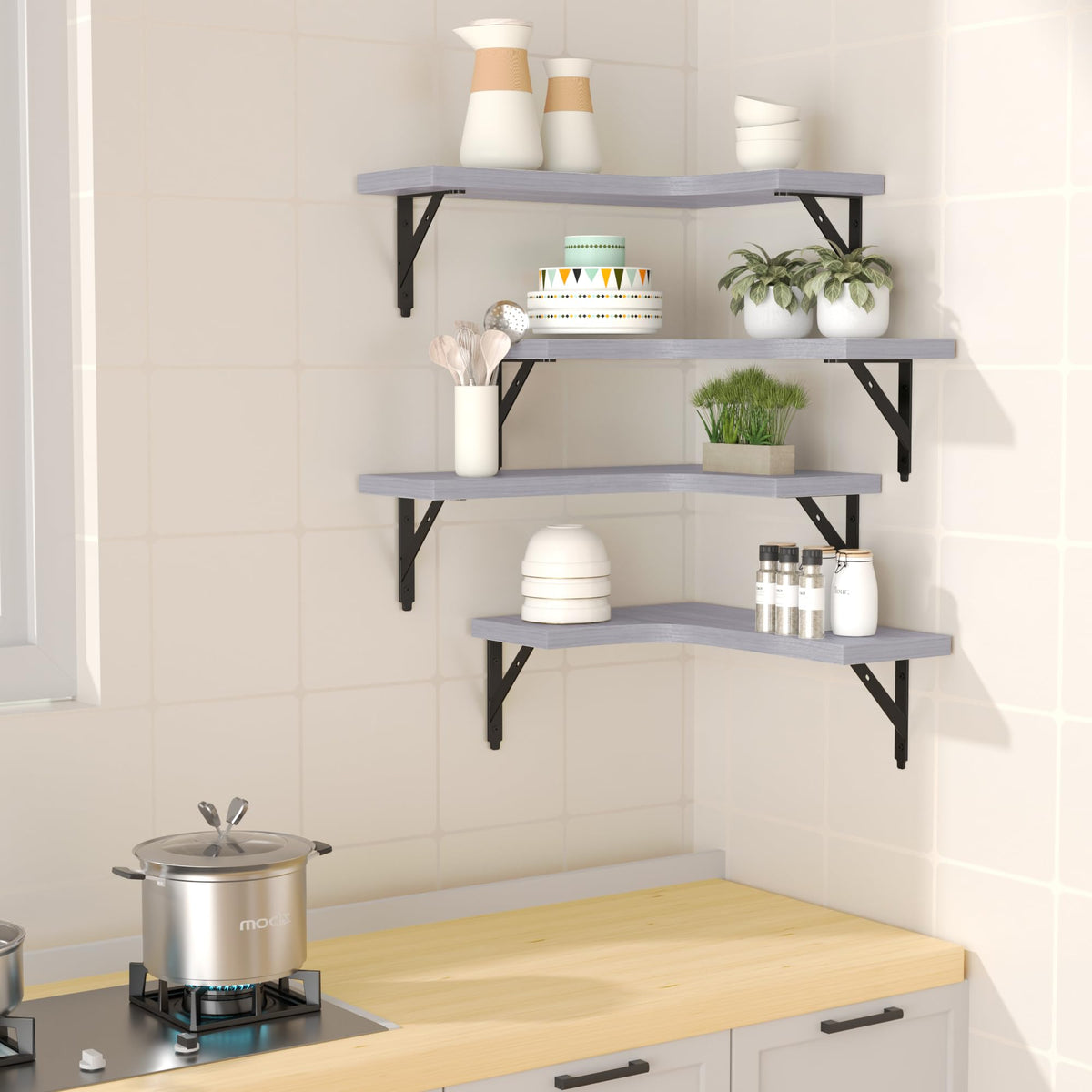 ROMGUAR CRAFT kitchen storage shelves corner for spices and jars