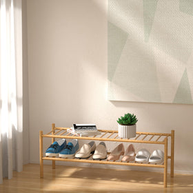 ROMGUAR CRAFT stackable bamboo rack demonstrates modular flexibility for evolving closet needs.