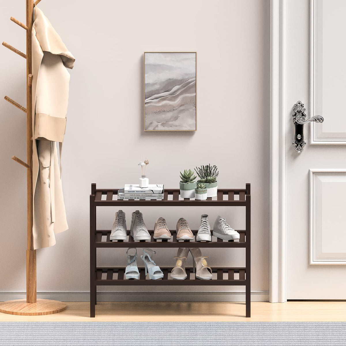 ROMGUAR CRAFT stackable design shown for flexible closet shelving options.