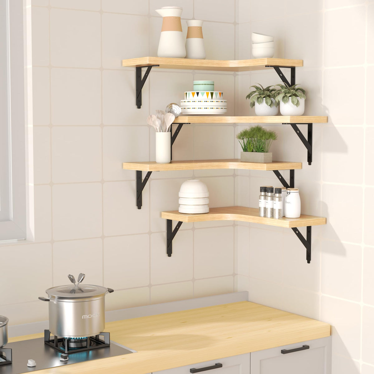 ROMGUAR CRAFT wall-mounted shelves assembled for sturdy wall display