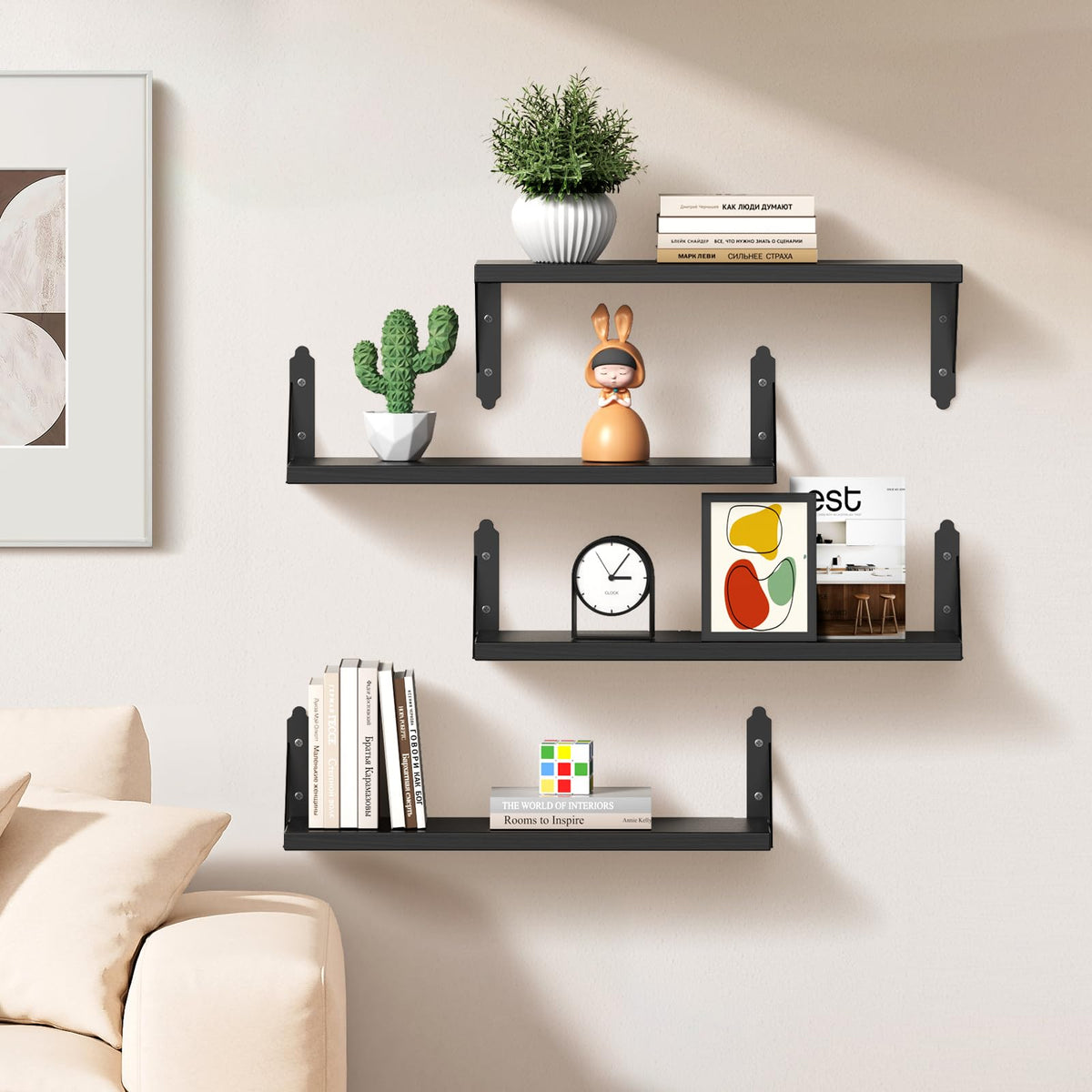 ROMGUAR CRAFT 17x6 inch black finished shelf showing compact dimensions.