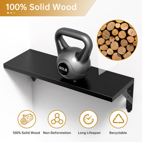 ROMGUAR CRAFT black-finished wood shelves complement modern decor.