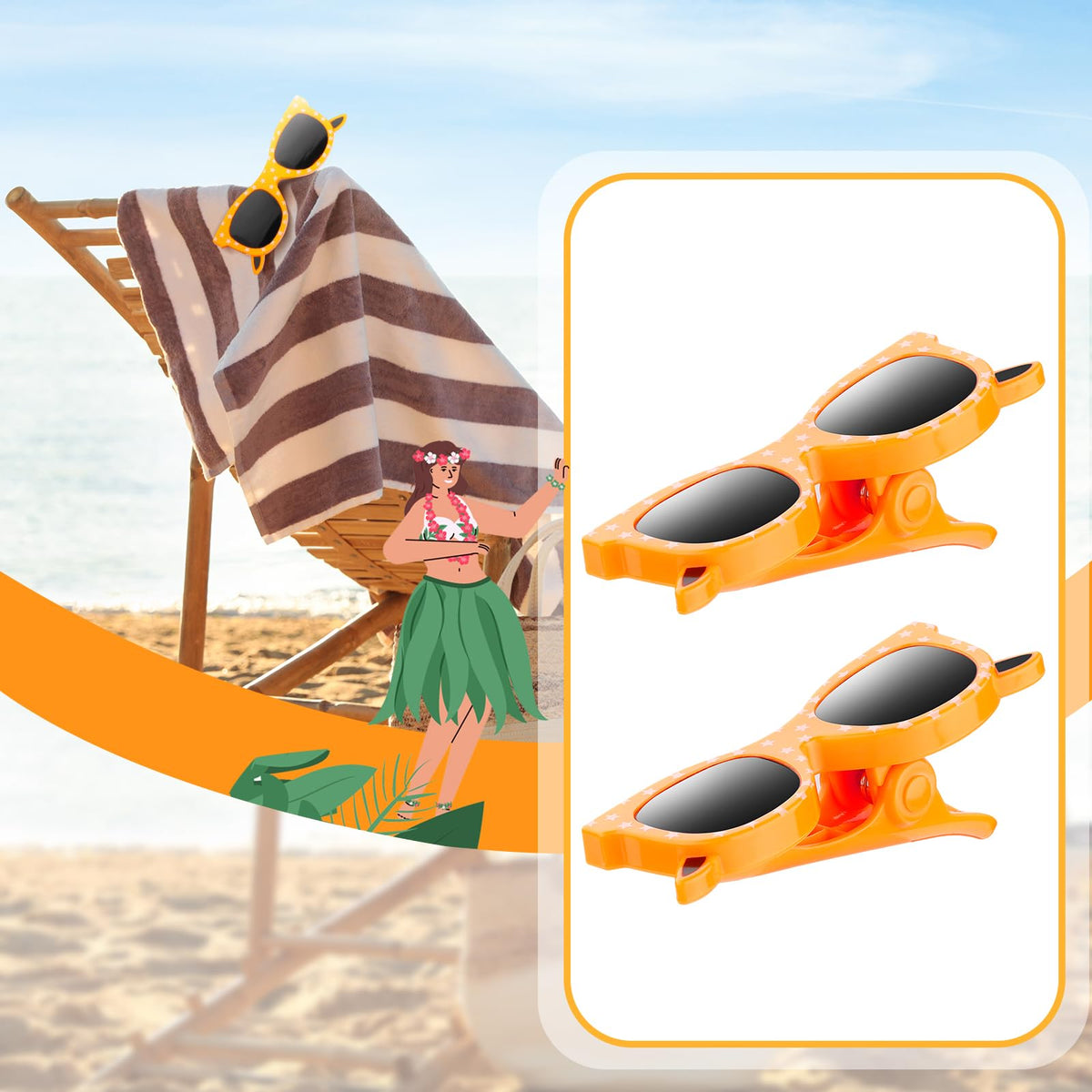 Romooa sunrise towel clip fitting most lounge chairs for quick towel management