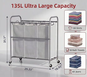 ROMOON heavy-duty metal frame supports up to 75 lbs of laundry.