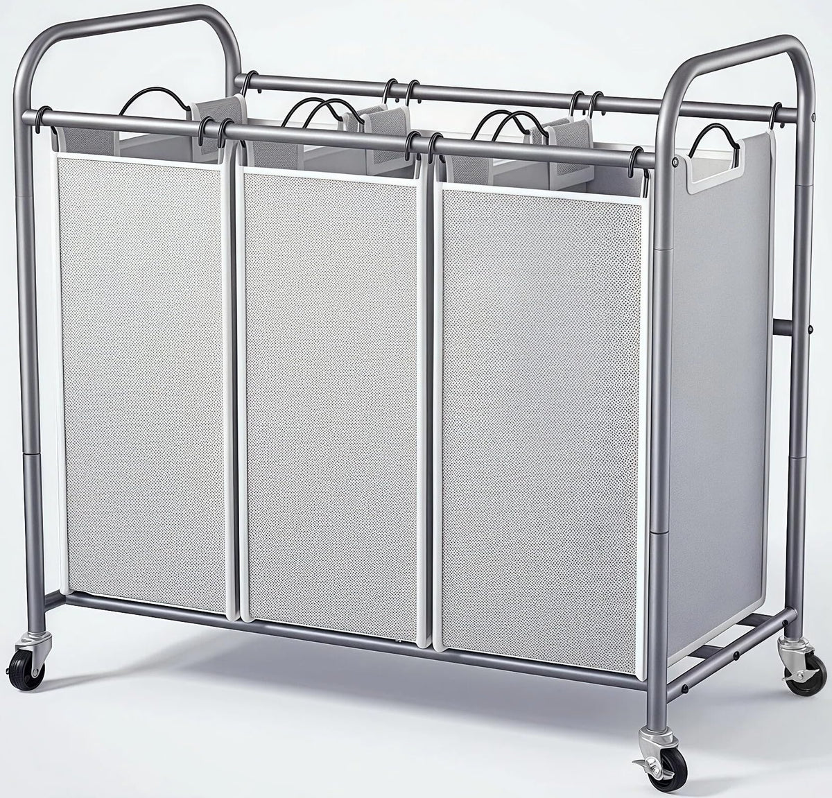 ROMOON laundry sorter with a 3-section frame for organized sorting.