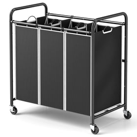 ROMOON laundry sorter 3-section front view for organized sorting.