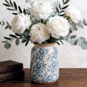 Ronasip vase with hand-painted peony for elegant home decor