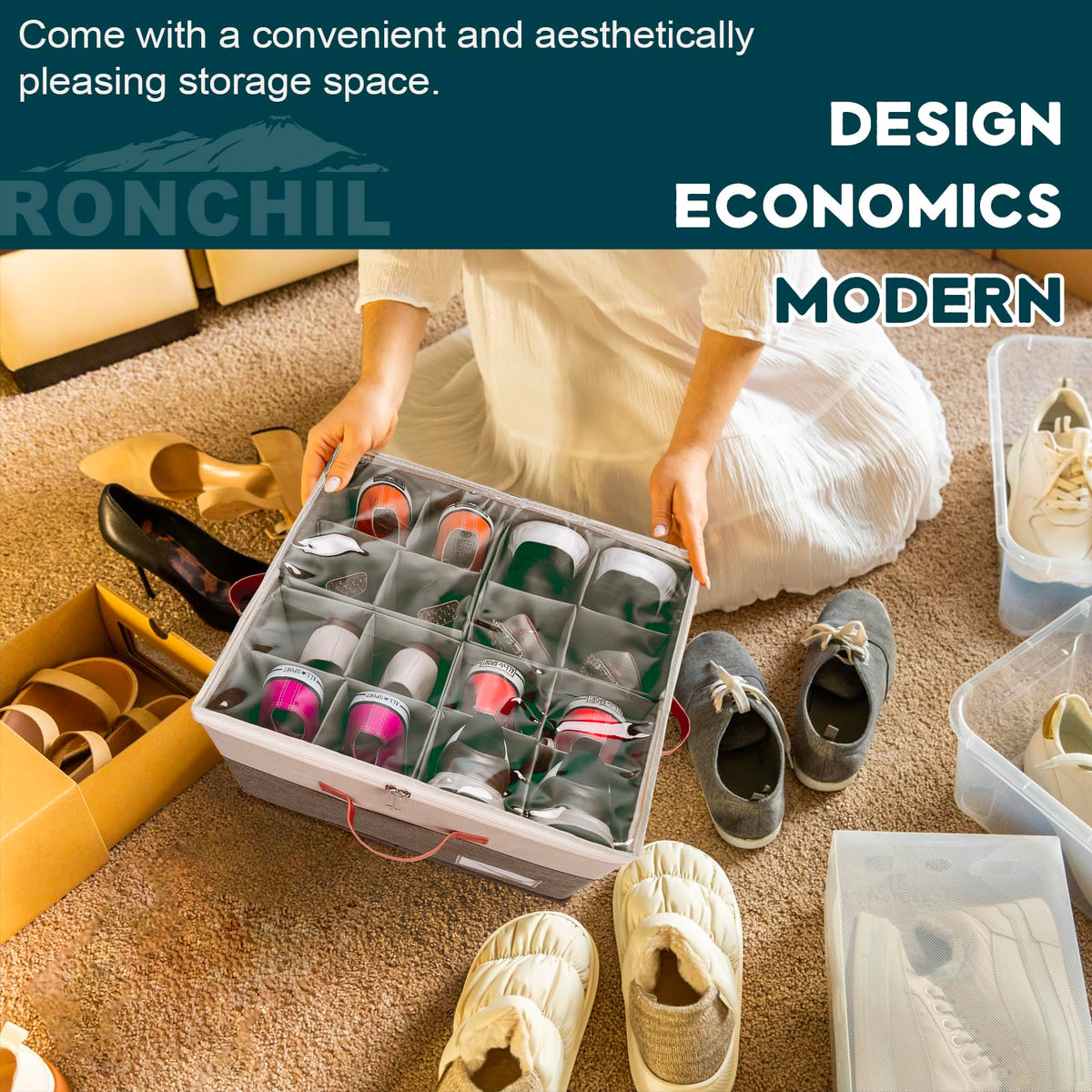 RONCHIL 2-pack beige organizers for flexible closet storage.