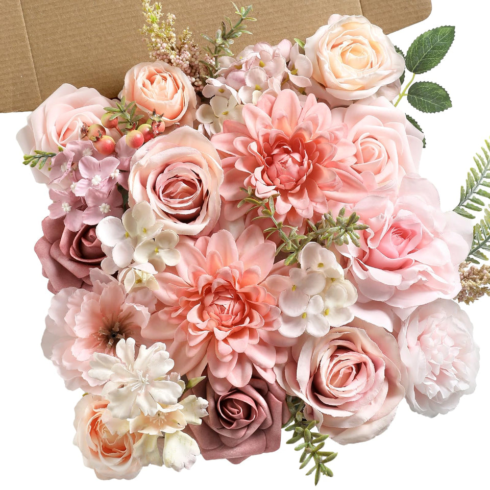Rongflower artificial flowers combo in pink rose for elegant bouquets