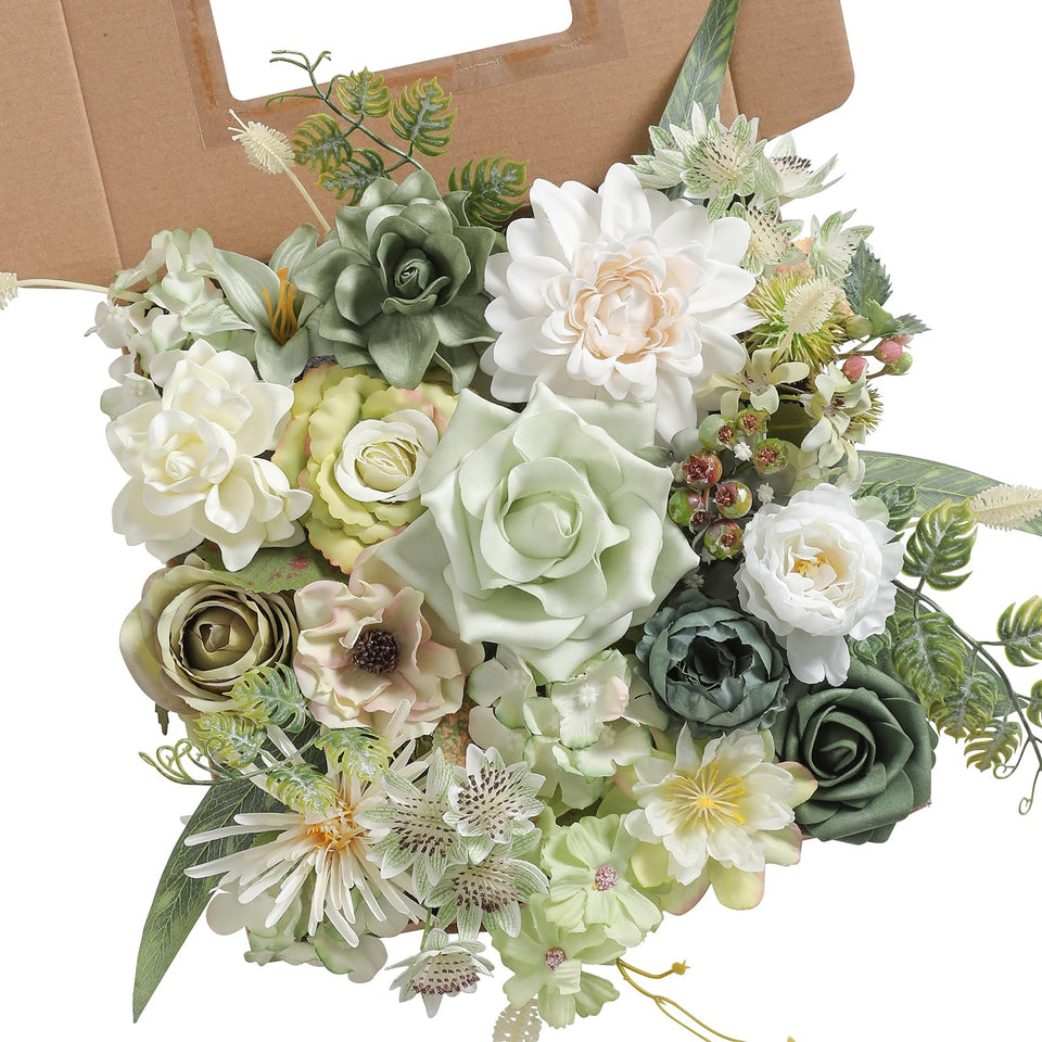 Rongflower forest green artificial flowers pack for long-lasting wedding and home decoration.
