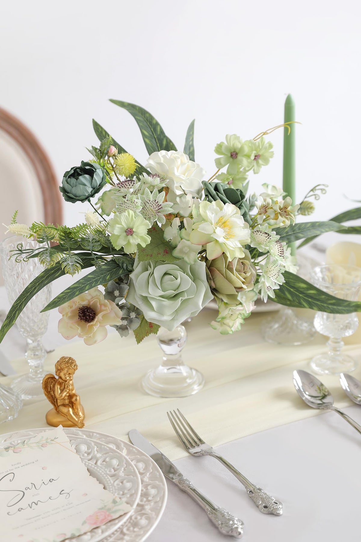 Rongflower home decor artificial flowers brighten shelves without maintenance.