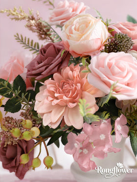 Rongflower kissing balls and boutonnieres in pink rose for events